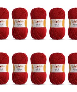 **Wollidu Mila Garn Kirsche Rot für Häkeln und Stricksport** | **100% Polyacryl Wollidu Mila Garn 10 x 50g für Märkte u