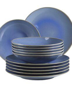 MÄSER 931946 Serie Ossia 12-teiliges Tafelservice für 6 Personen, Königsblau, mediterraner Vintage-Look