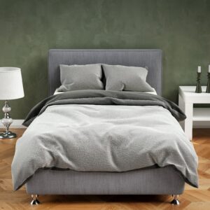 Leonardo Vicenti Winter Plüsch Bettwäsche Anthrazit Grau Premium Cashmere Touch Warme Schlafzimmer Set Doppelkissen