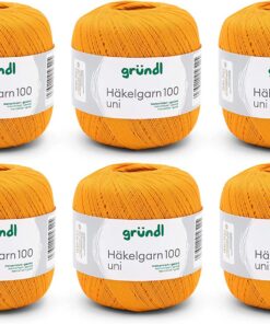Gründl 100% Baumwollgarn - dünne Wolle zum Sommerhäkeln - Glänzend und waschbar - 6 Knäuel 100g/566m - Nadelstärke 1,5-2