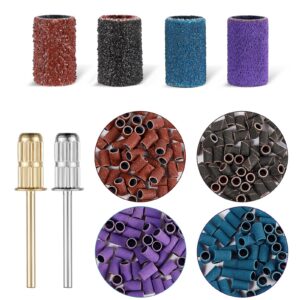 200 Stück Nagelfräser Aufsätze, 80/120/180/240 Grit Schleifkappen, Für Nageldesign, Maniküre und Nagelpflege mit 2 Pcs N