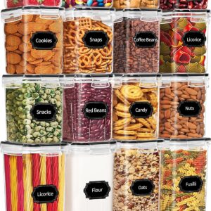 Skroam BPA-freie Luftdicht Vorratsdosen Set of 16 für Küchen Organizer, Granola, Mehl, Mit Etiketten