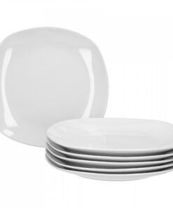 Van Well Lilli Porzellan Speiseteller 6er Set – Zeitlos Elegantes Weiß Design für Hochzeit & Zuhause