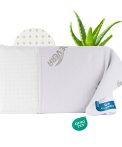 MaxxGoods orthopädisches flaches Kopfkissen aus Visco Gelschaum - Unterstützung für HWS und Babys & Kinder (50x30x5cm)
