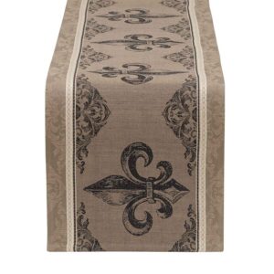DII Französischer Stil Tabletop Küche Sammelstück Baumwoll-Reversibler Tischrunner 14x72 Fleur de Lis Stripes