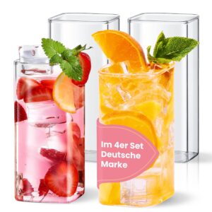 HELPY Glass - Spülmaschinenfest Longdrinkgläser Set - Perfekt für Iced Coffee, Matcha, Limonade, Milchshake, Smoothie, S