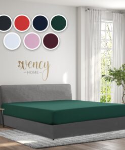 Vency Dunkelgrün Jersey Spannbettlaken 200x200cm - Spannbett 100% Baumwolle, Bettlaken fürูก