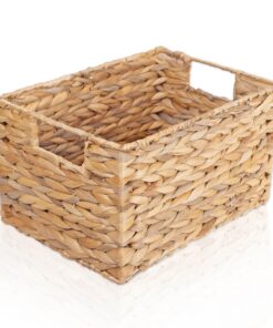 FRIHET Wasserhyazinthe Aufbewahrungskorb | Rechteckig, mit Griffen | Kleines Wäschekorb, Kleiderschrank Organizer | Vers
