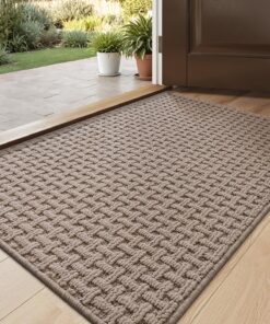 DEXI anti-Rutsch Fußmatte, 61 x 92 cm, für Eingangsbereich, waschbar, beige
