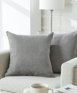 Topfinel Grau Chenille Kissenbezug 60x60 cm Flauschig Dekokissen für Wohnzimmer und Schlafzimmer