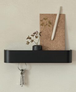 Kazai Schlüsselbrett 'Tone' Minimalistisch Metall Schwarz | Moderner Flur-Wandhalter mit Ablage aus Berlin