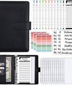 A6 Binder Budget Planer Deutsch: 12 Binder Taschen, 12 Budgetblätter Deutsch, Sparbuch für Reise und Tagebuch