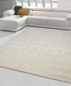 Teppich-Traum Schlichter Designerteppich dezent Gemustert für Moderne Zuhausemodernes orientalisches Design Creme 140 x