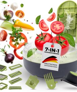 7-in-1 Multifunktionaler Gemüseschneider für Gemüse Obst Käse - Mit Zubehör Grün/Schwarz