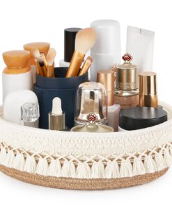 Makrame Dekorativ Mkono Kosmetikhalter Aufbewahrungskorb für Make-up und Hautpflege | Bohemian Makrame Sektkorb Kosmeti