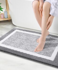 S Smyry rutschfeste Badezimmerteppich Super Weich Saugfähig Waschbar Flauschiger Duschvorleger OEKO-TEX STANDARD 100