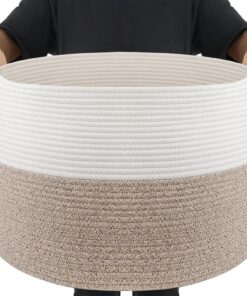 Maliton Geflochterer Wohnzimmeraufbewahrungskorb, Weiß Braun, 50x33 cm