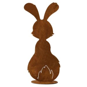 Rostikal® Deko Hase 30 cm Frühling - Stahlrostdeko für Garten & Innen - Frühlingsdeko Outdoor & Ostern Deko Figuren - na
