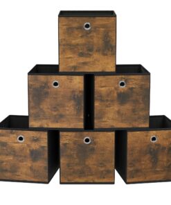SONGMICS Aufbewahrungsbox für Kleidung, vintagebraun-schwarz RFB133B01 SONGMICS Faltbox für Würfelregal, 33 x 33 x 33