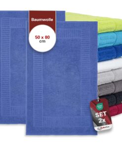 BaSaTex 2er Pack Royalblau Badvorleger Saugfähig & Schnelltrocknend - Oeko-Tex Made in Green zertifiziert - 50x80cm - Du