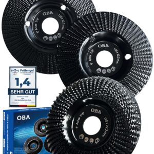 OBA 125mm Holz Schleifscheibe, 3 Stück, Baumstumpf Entfernen, Automatisches Kühlloch, für Winkelschleifer - Schnitzen Fo