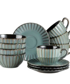 MÄSER 931966 Serie Confino Geschirr Set für 4 Personen im modernen Vintage Look, 12-teiliges Frühstücksgeschirr Service