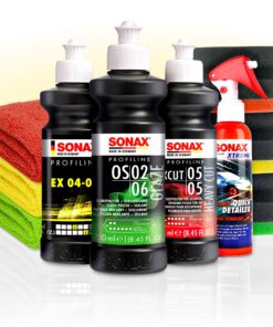 Sonax Profiline ExCut 05-05 Autopoliturset gegen tiefe Kratzer + Hochglanzpolitur + Finish Politur + Quick Detailer + 3