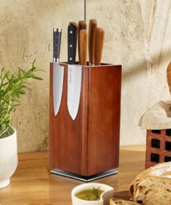 **Magnetisch 360° drehbarer Messerblock ohne Messer, Holz und Magnet, 25x12cm** | **Holz und Magnets Messerblock, 360°