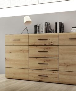 **Forte SEIKOLA Holzsideboard Artisan Eiche Schwarz 4 Schubladen 2 Türen** | **Forte SEIKOLA Schrank Schwarz 4 Schublad