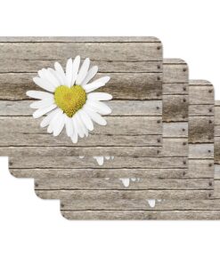 Vénilia Tischset Margerite Esszimmerplatzset, abwischbar und lebensmittelecht, 45 x 30 cm, 4 Stück