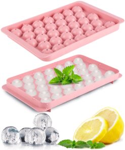 Rund Eiswürfel Form für Gefrierschrank mit 33 Stück Behälter, Kugelförmige Eiswürfel, Kugelform 2,5 cm x Eiskühlung, Tee