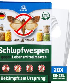 TRUTZ® Schlupfwespen gegen Lebensmittelmotten - Nachhaltig & Effektiv - Alternative zu Mottenspray, Mottenkugeln und Leb
