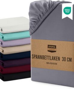 Utopia Bedding - Spannbettlaken - Gebürstete Mikrofaser, Oeko Tex Standard 100 - Grau - 180x200cm - Zwei Personen Utopia