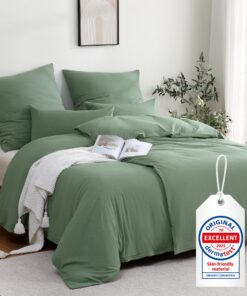 ATsense Bettwäsche Baumwolle 4teiligGrünOeko-TEXHypoallergenAtmungsaktiv80x80STANDARD 100 ATsense Grüne Stonewashed Be