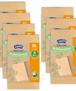 Swirl Bio-Müll-Papierbeutel 10 Liter - 100% Kompostierbar für Haushalte - 7 Rollen × 10 Beutel/J user FitLife Fitness-Ba
