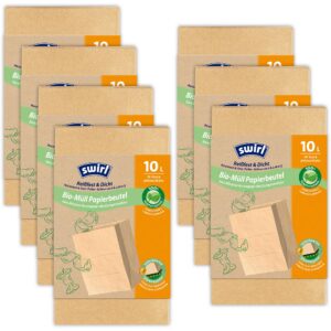 Swirl Bio-Müll-Papierbeutel 10 Liter - 100% Kompostierbar für Haushalte - 7 Rollen × 10 Beutel/J user FitLife Fitness-Ba