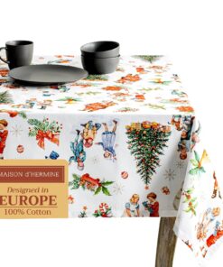 Maison d'Hermine Rechteckige Tischdecke 100% Baumwolle 220 cm x 160 cm für Weihnachten und Alltagsgebrauch in Esszimmer