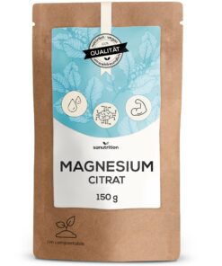Magnesiumcitrat Pulver | hohe Verträglichkeit & Bioverfügbarkeit | Nerven & Muskeln & Elektrolyte | 150 g Beutel | hochw