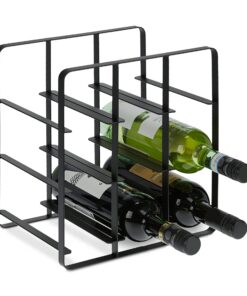 Relaxdays Weinregal Metall - 9 Flaschen kapazität, schwarz farbiger Weinständer für Küche & Wohnzimmer - HBT 30,5 x 27,5
