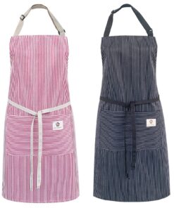 2 Stück verstellbare Baumwollschürze - Praktisch für Alle - Küchengebrauch mitStretch-Funktion für Damen und Herren - Ho