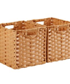 Mangata 2er-Set Körbe Aufbewahrung Beige Quadratisch Wasserdicht Schimmelresistent für Schränke Bad