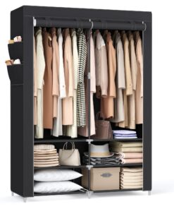SONGMICS Stoffschrank, großesSpeicherpotential, für dasSchlafzimmerundWohnzimmer, modischerSchwarzton, RYG008SONGMICS St