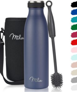 Milu Edelstahl Trinkflasche 500ml - Auslaufsichere Isolierflasche doppelwandig - Ideal für Sport und Outing - Aufbewahrt