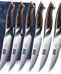 HOSHANHO Hochwertige Edelstahl Steakbesteck für Profis und Liebhaber | HOSHANHO 6-Teilig Steakmesser Set, ideal für Hau