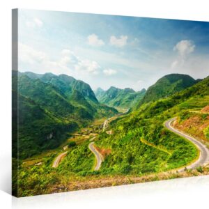 Picanova Mountain Road – Premium Leinwanddruck Für Schlaf- Und Wohnzimmer – 100x75cm – Holz-Keilrahmen