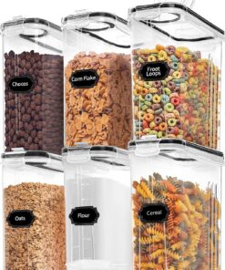 Skroam Müslibehälter 6er Set, luftdicht mit Messbecher & 20 Etiketten, ideal für Küche & Speisekammer