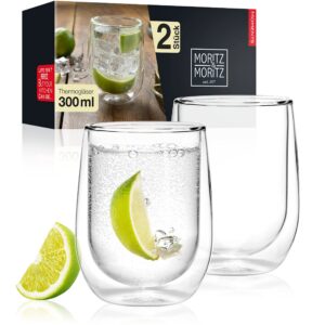 Moritz & Moritz 2x 300 ml Doppelwandige Trinkgläser für Cocktails - Spülmaschinengeeignet - Ideal für Party-Gäste