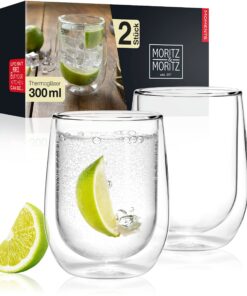 Moritz & Moritz 2x 300 ml Doppelwandige Trinkgläser für Cocktails - Spülmaschinengeeignet - Ideal für Party-Gäste