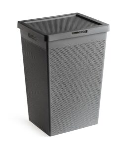 TATAY Wäschekörb mit Deckel Bohol, 60L Kapazität, BPA-frei, 100% Recycelter Kunststoff, Anthrazitgrau | TATAY Wäschekör