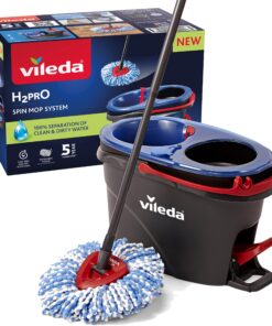 Vileda H2PrO Spin Mop Wischmopp Set mit Eimer - 100% Trennung Frisch- und Schmutzwasser - Mikrofaserreinigung & Ergonomi